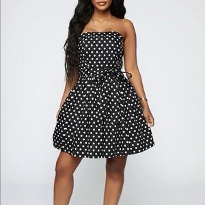 Polka Dot Strapless Dress